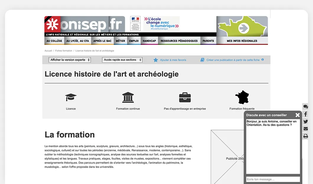 Réalisation personas, parcours utilisateurs et wireframes ONISEP