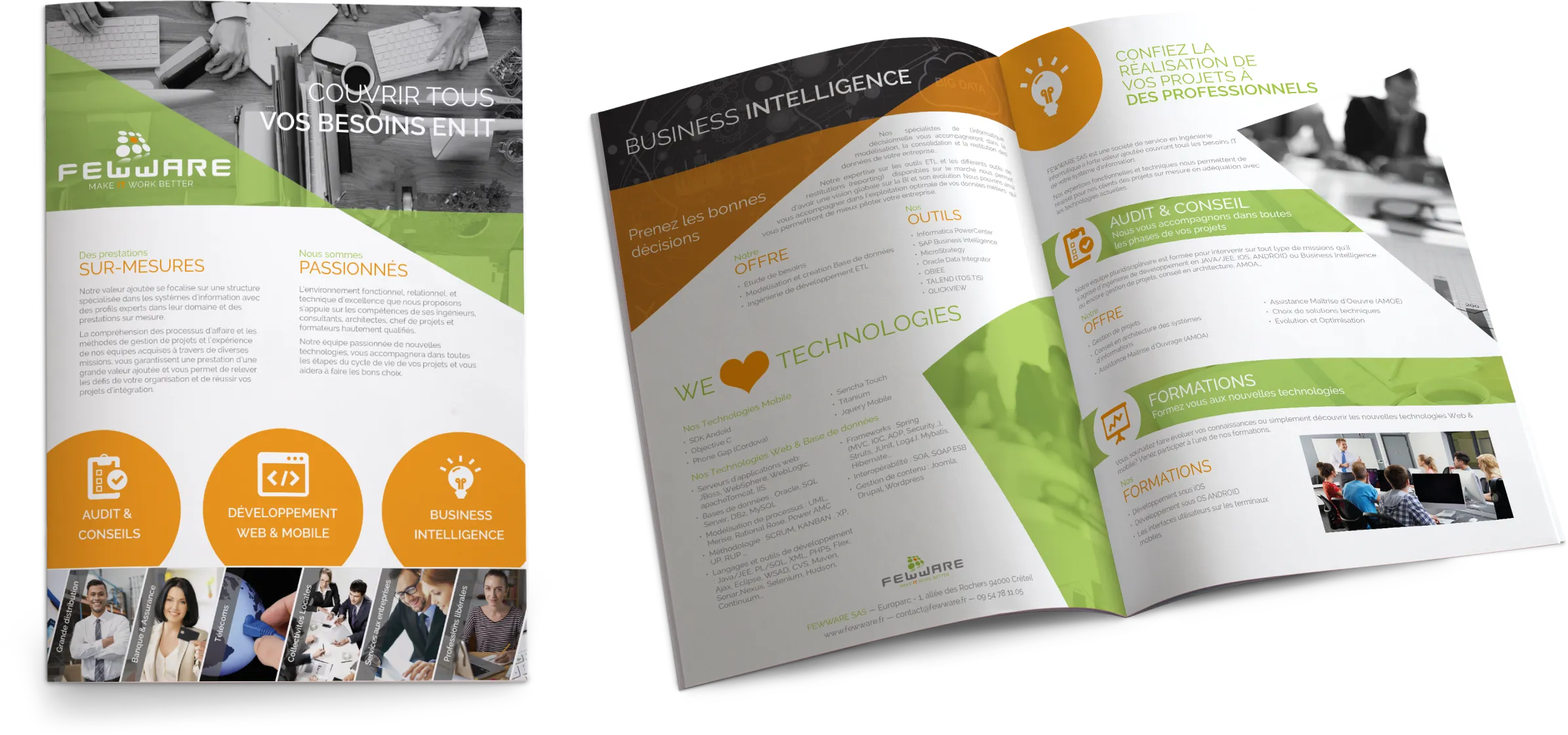 Mise en page de la plaquette commerciale de FEWWARE